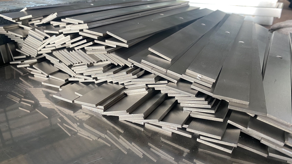 Pile of stainless steel flat bars